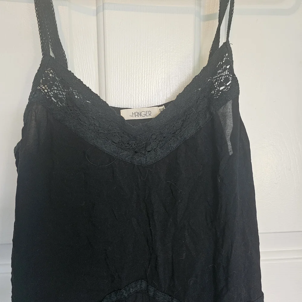 The Hanger Black Beach Cover-up Sheer Slip Dress w/ Zig Zag Pattern Women's Sz S